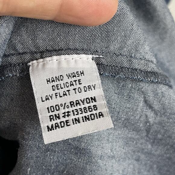 Southern Frock Chambray Shift Mini Dress 3/4 Tie Sleeves Size Small Preppy - Picture 8 of 14